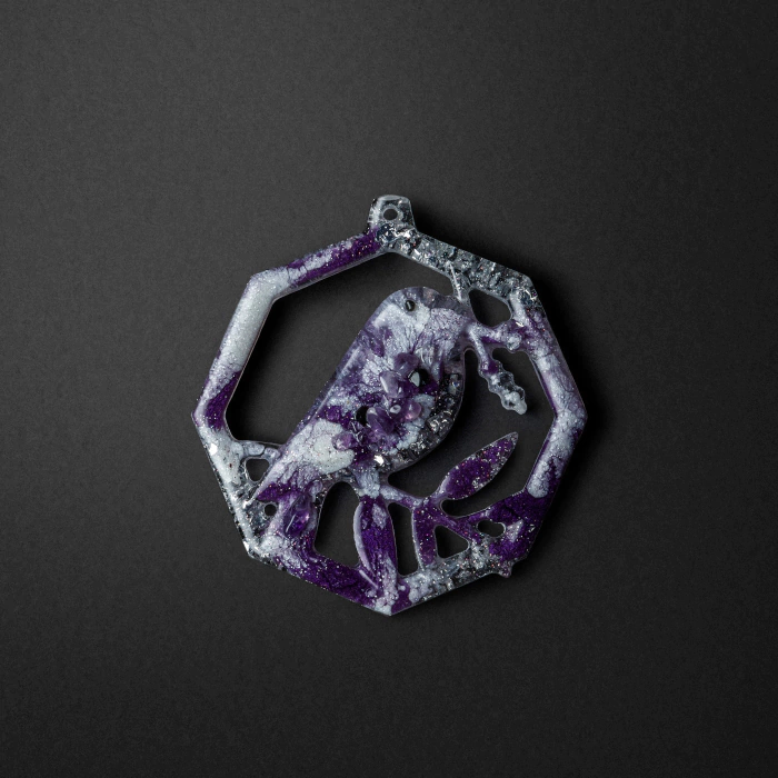 Christmas tree toy with amethyst "Bullfinch" collection "Stories"